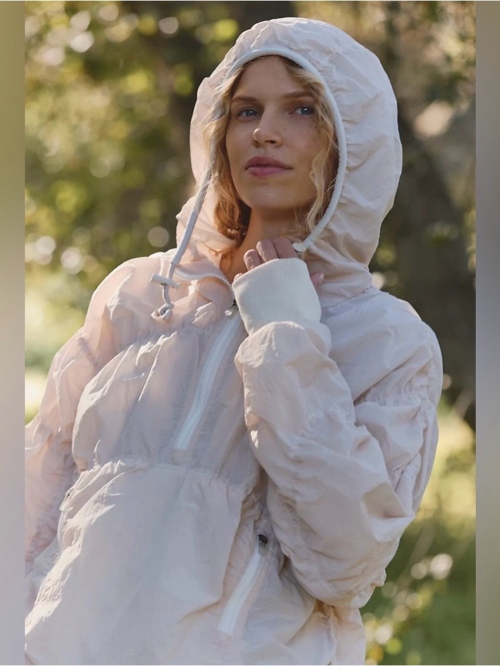 Free People FP Movement Happy Camper Pullover Lightweight Jacket Parka Cream - Picture 16 of 16